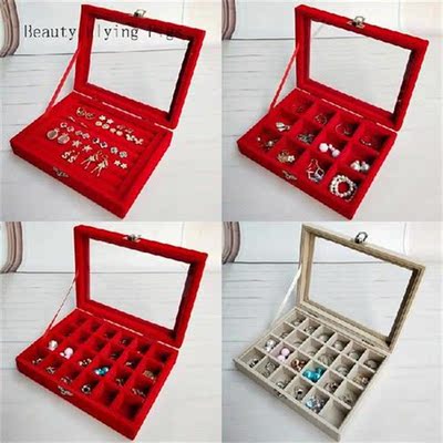 Direct sales new velvet jewelry box transparent earrings