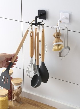 360 Degrees Rotated Kitchen Cabinet Storage Hooks Self Adhes