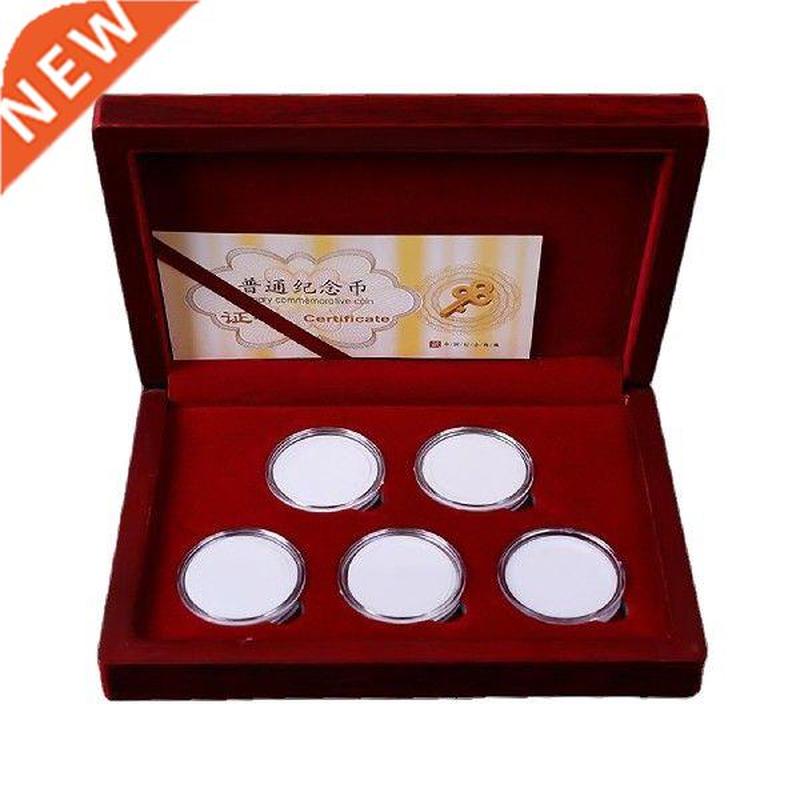 1pc Wooden Coin Storage Box 5 Grids Holder Display Case