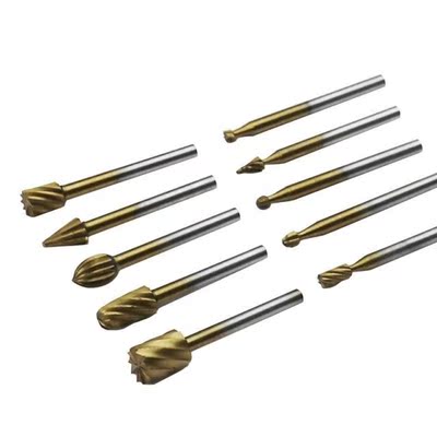 10PCS Set HSS Titanium Routing Rotary Milling Rotary File Cu