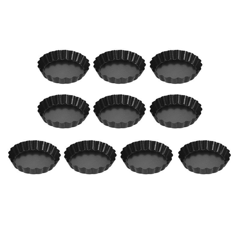 10Pcs 3.9 Inch Diameter Non-Stick Quiche Pan Removable Round