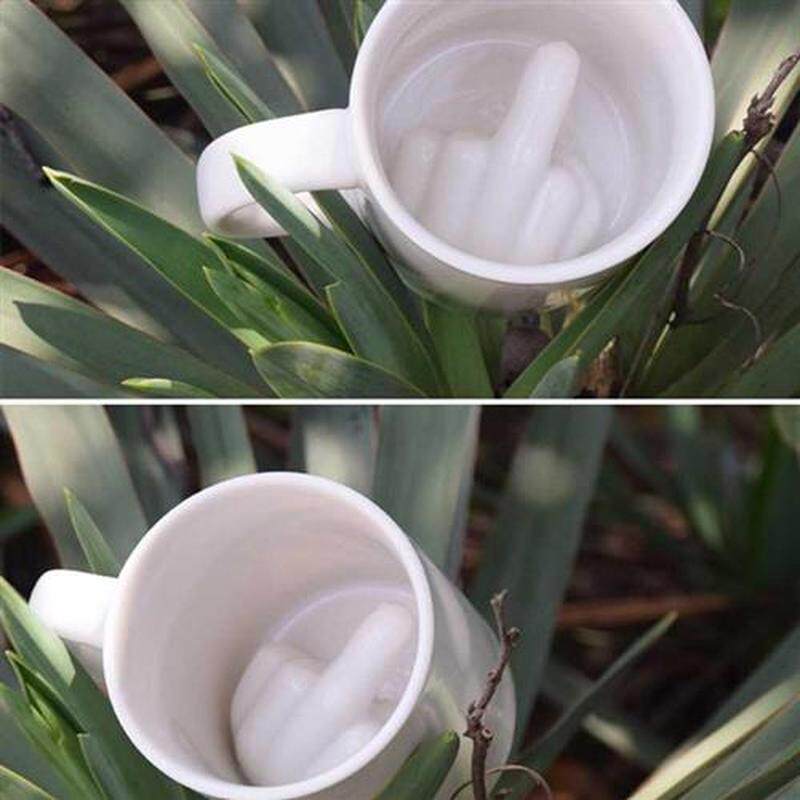 Creative Design White Middle Finger mug,Novelty Style Mixing