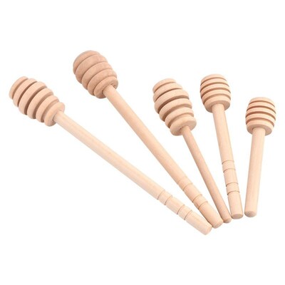 50Pcs/set Household Wooden Mini Jam Honey Dipper Jar Dispens