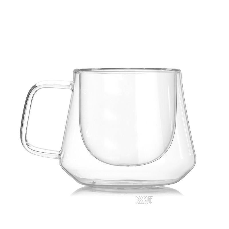 Transparent Double Bottom Glass Coffee Cup Milk Whiskey Tea