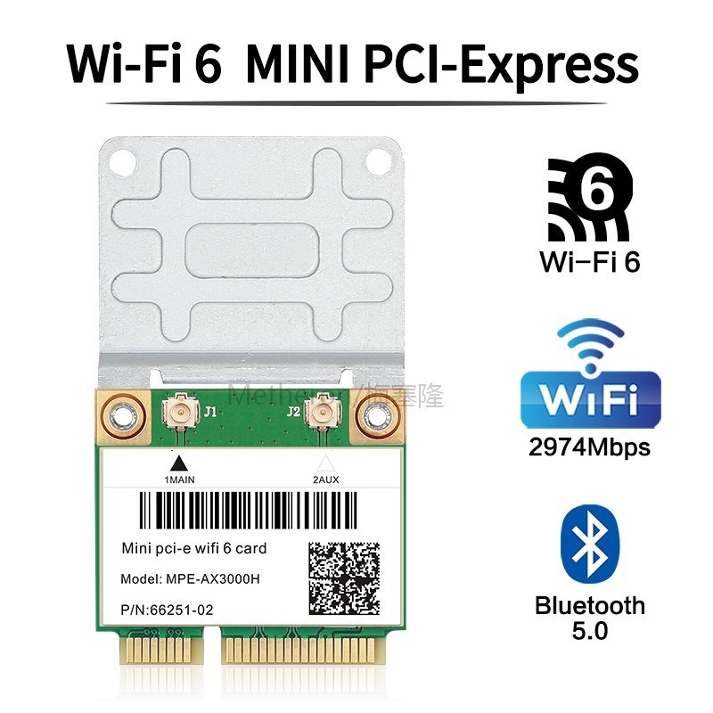 3000Mbps Wifi 6 Wireless Adapter Mini PCI-E Card Bluetooth 5