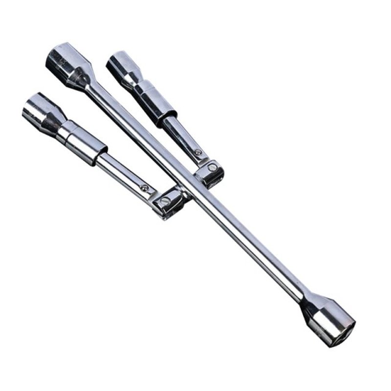 Folding 4 Way Cross Wheel Wrench Spanner Car Brace Socket Nu