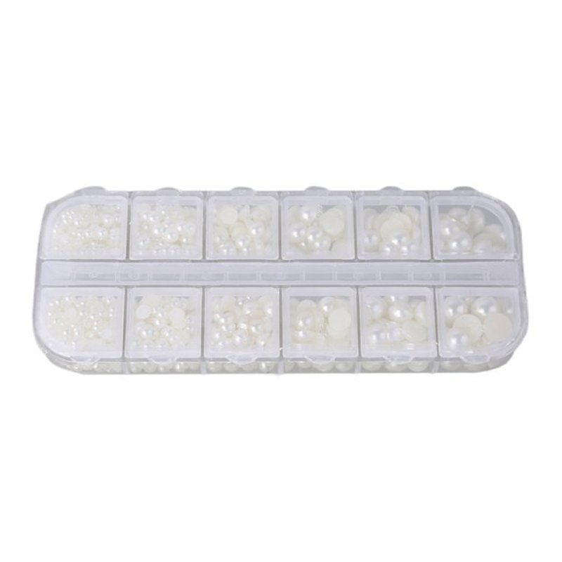 1100 Pcs DIY Half Pearl Beads Mixed Size 3-8mm Assorted Bead