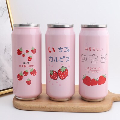 Cute Strawberry Insulated Water Bottle Stainless Steel Therm