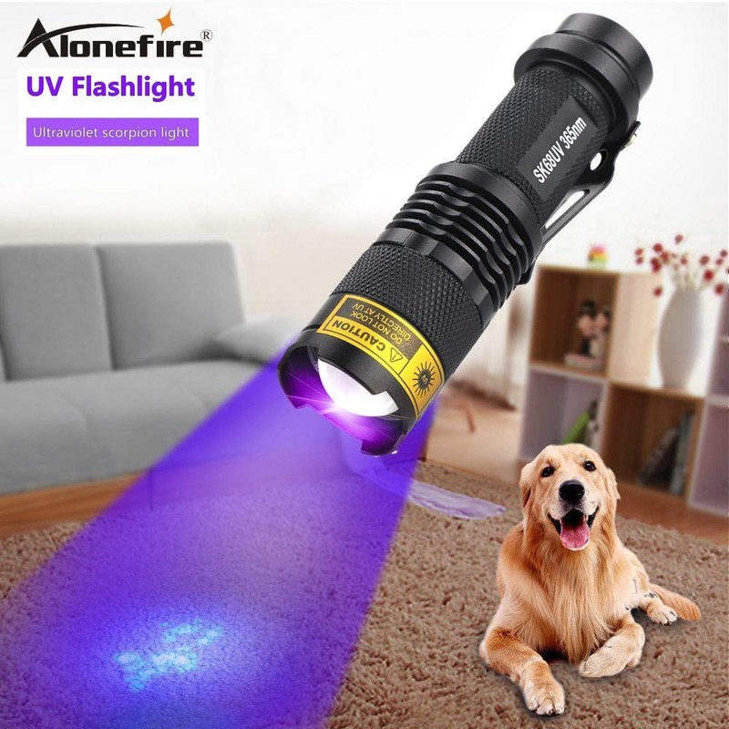 SK68uv LED V Flashlight Purple Violet 365nm Light Adjustable
