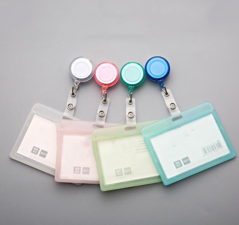 Plastic Retractable Transparent Badge Holder Elastic Clip Ba