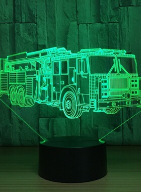Fire Engine Lighting Fixture 3D LED RGB Night Light 7 Color
