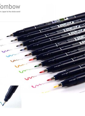 Tombow Fudenosuke Fude Brush Felt Tip Pen Set Art Marker 10