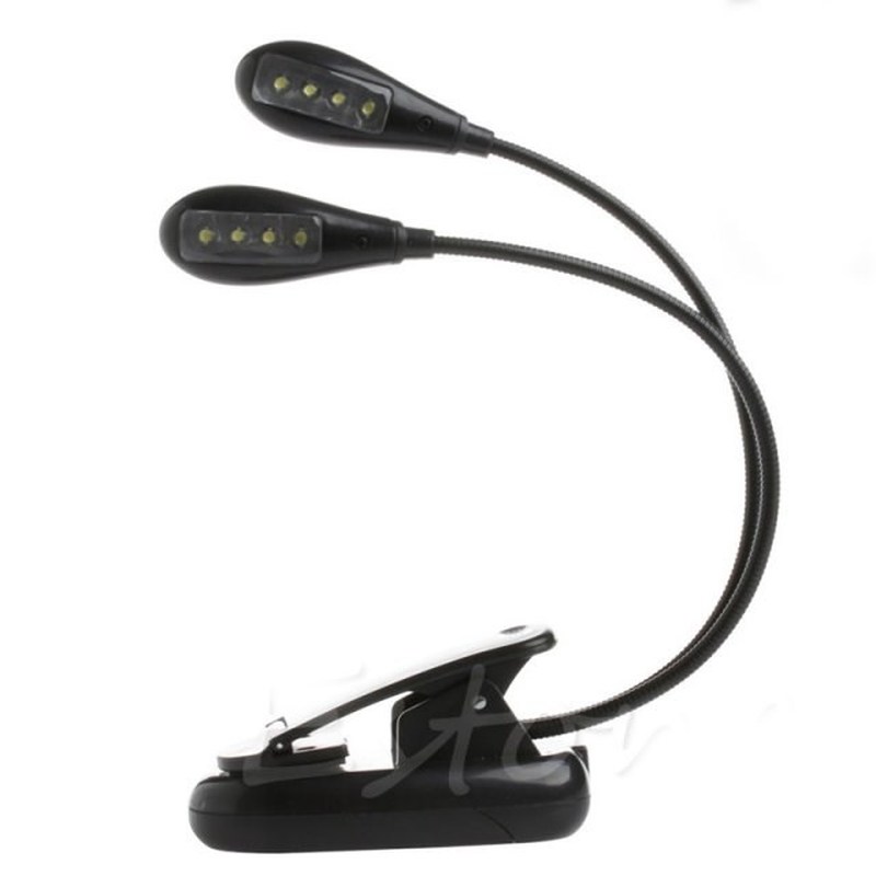 Clip-on Adjustable Dual Arm 8 LED Piano Music Stand Book Lig
