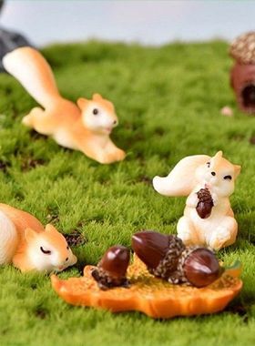 Mini Squirrel Pine Cones Figurine Kawaii Fairy Garden