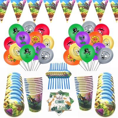 Plants Mons birthday party decorations balloons kids favors