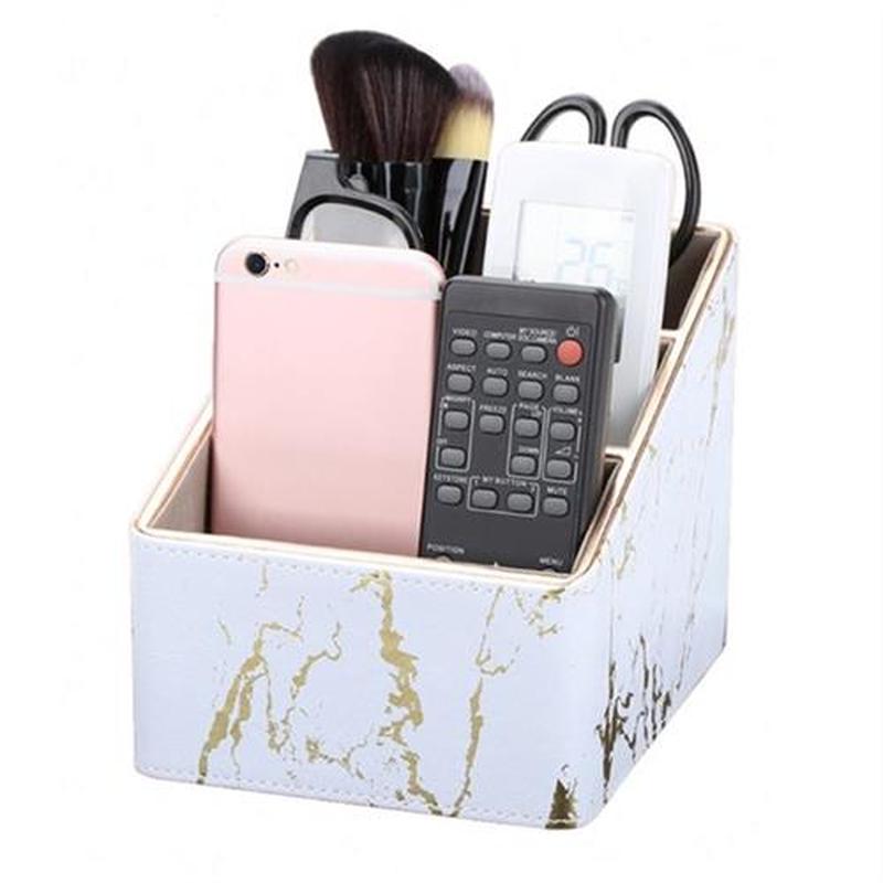 Multi-function Mble Leather Desk Stationery Organizer Penc