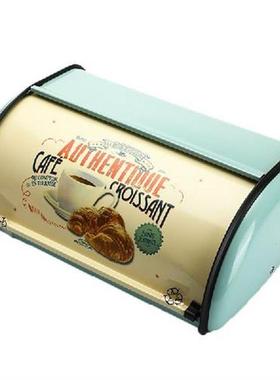 Vintage Bread Box Storage Bin Rollup Top Light Blue Small