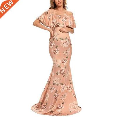 Ruffles Off Shoulder Maternity Dresses Photo Shoot Elegant