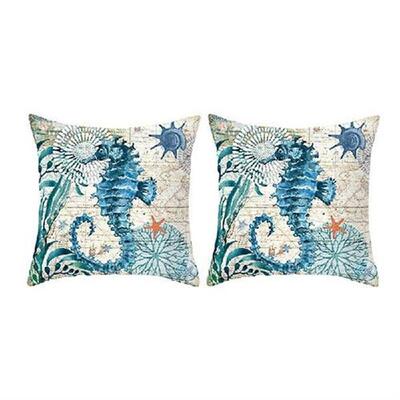Mediterranean Ocean Digital Print Peach Skin Pillow Cushion