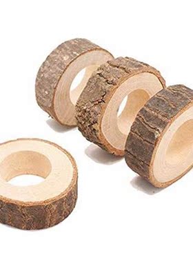 10 Pcs Handcrafted Rustic Wooden Napkin Rings 适用于 Table D
