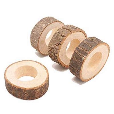 10 Pcs Handcrafted Rustic Wooden Napkin Rings 适用于 Table D