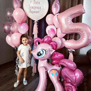 Pink  Horse Balloons Helium Unicorn Foil Balloon Kids Toys W
