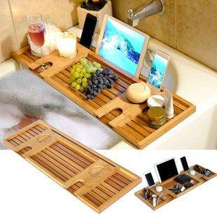 73.5 cm Bamboo Wooden Bathtub Tray Spa Bathtub Caddy Organiz