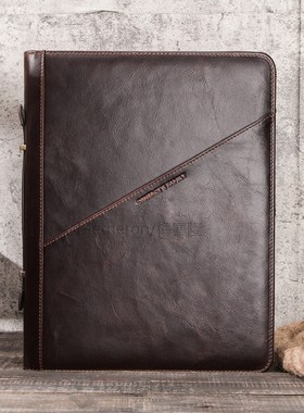 CONTACT'S FAMILY Retro Padfolio Cow Leather Case for iPa