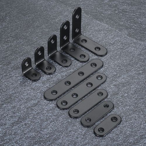 DRELD 10pcs Stainless Steel Supporting Black L-Shaped Bracke