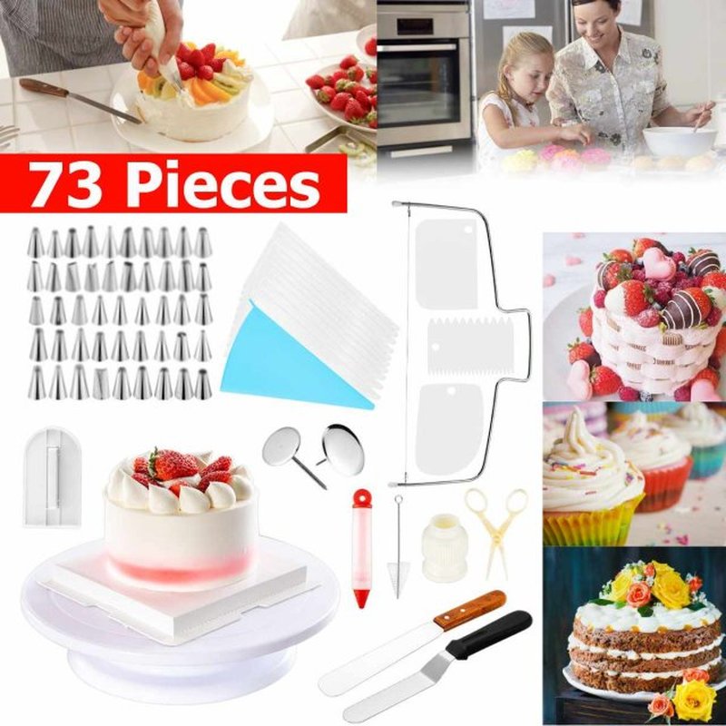 73PCS Cake Turntable Cake Decorating Tools Kit Rotary Table