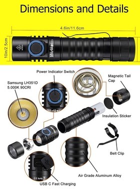 FC11 Rechargeable LED Flashlight 18650 1300lm LH351D Mini Fl