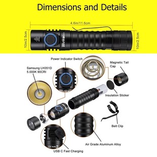 Flashlight Rechargeable Mini FC11 LH351D 18650 LED 1300lm