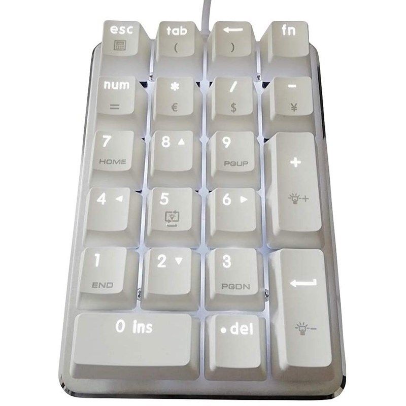 21 Keys White Backlit Mechanical Numeric Keypad Numpad with