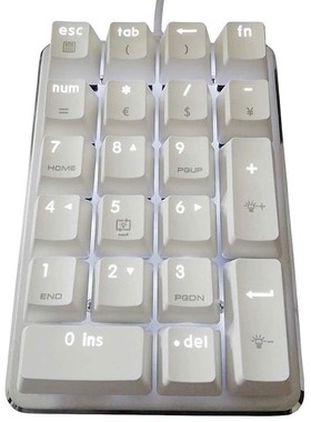 21 Keys White Backlit Mechanical Numeric Keypad Numpad with