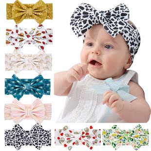 Baby Headband Flower Leopard Bow Knot Baby Printed Hairband