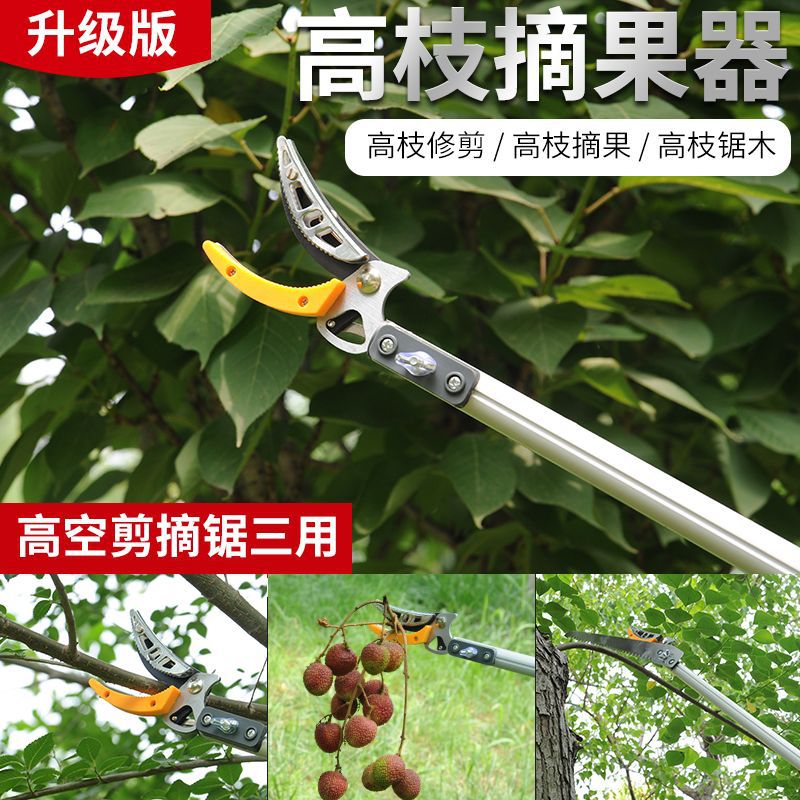 剪枝剪高空伸缩修枝剪摘果摘采摘树上荔枝琵琶桂圆槐花工具剪刀热