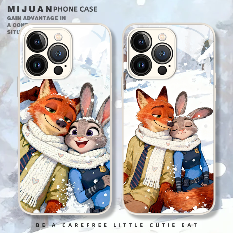雪地尼克朱迪手机壳适用苹果16狐狸兔子iphone15promax秋冬情侣14plus新款13mini防摔12玻璃11套8p/7/xs/xr/x