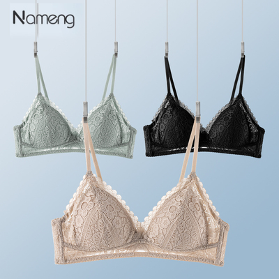 娜盟无钢圈蕾丝法式三角杯文胸