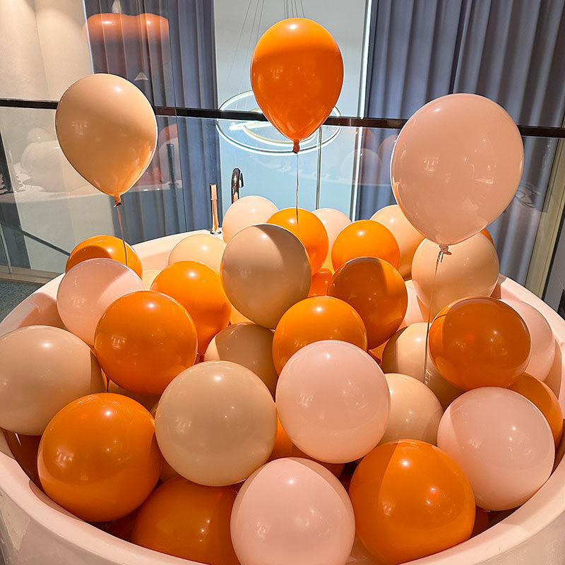 复古ins风双层橙色气球店铺商场开业周年店庆活动装饰生日会布置