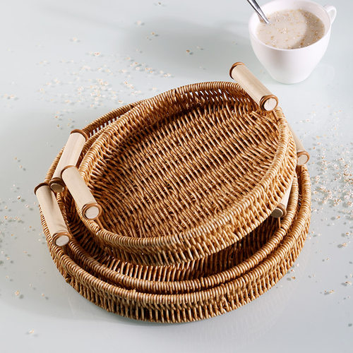 零食摆放盘点心茶点水果盘仿藤