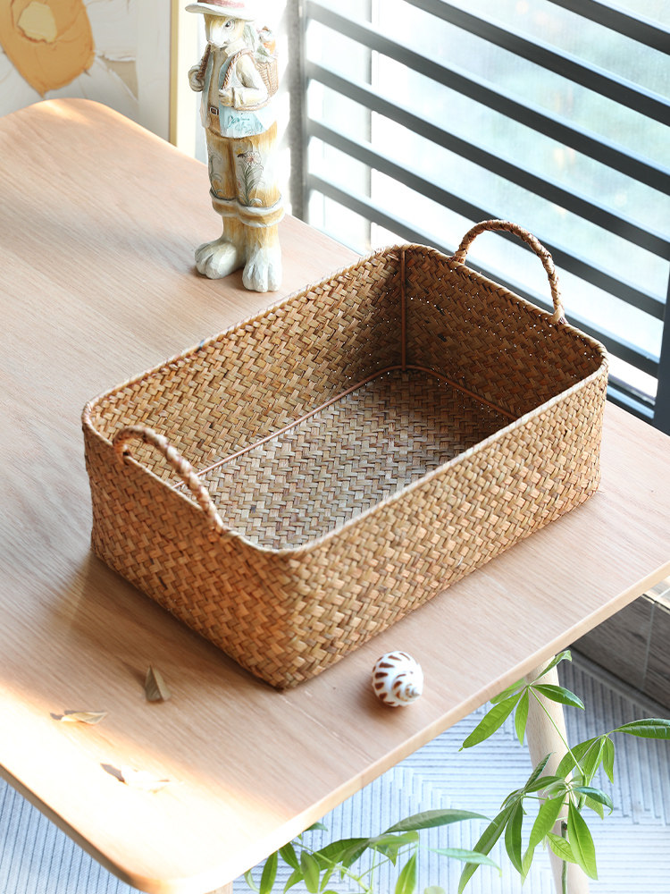 普兰藤草日式桌面收纳篮格子柜整理篮咖啡桌零食收纳篮编织篮,收纳整理,其他收纳篮,淘宝优惠券,粉丝福利购,淘宝优惠卷