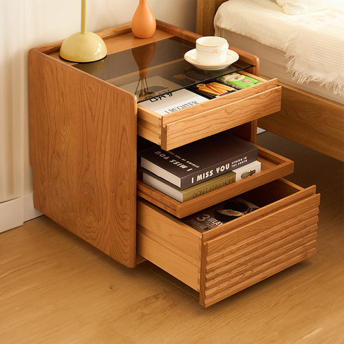 实木樱桃木床头柜简约日式北欧