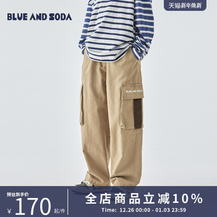 中大男童复古工装 裤 经典 蓝汽水25年秋季 型休闲裤 亲子装 直筒版 新款