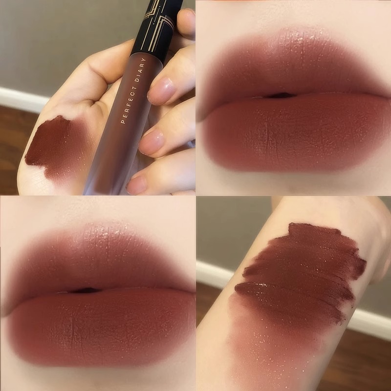 完美日记丝绒唇釉V16巧克力色