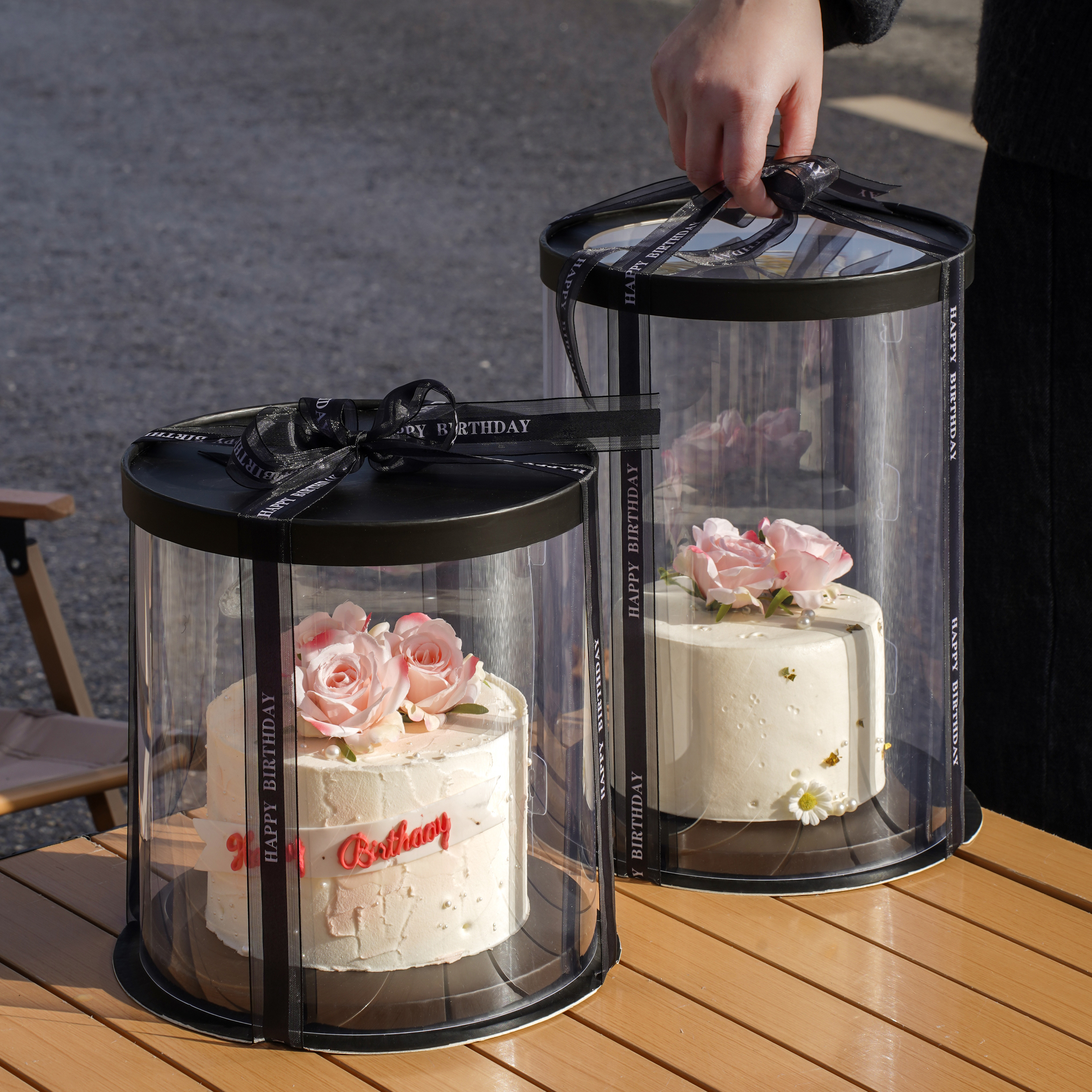 黑色圆形蛋糕盒50个免费定制logo