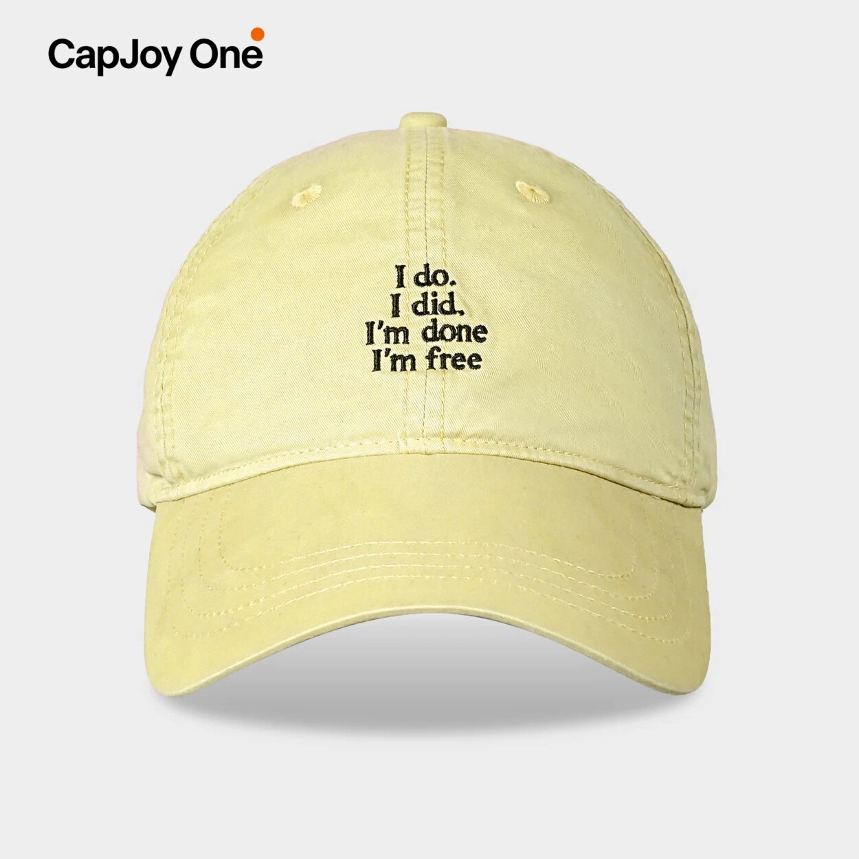 CapJoy One圆顶防晒可调节字母刺绣鸭舌帽男女通用棉质青年宽檐