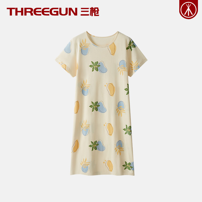 纯棉三枪女士睡裙睡衣少女家居服家居裙全棉女款居家服春夏季薄款