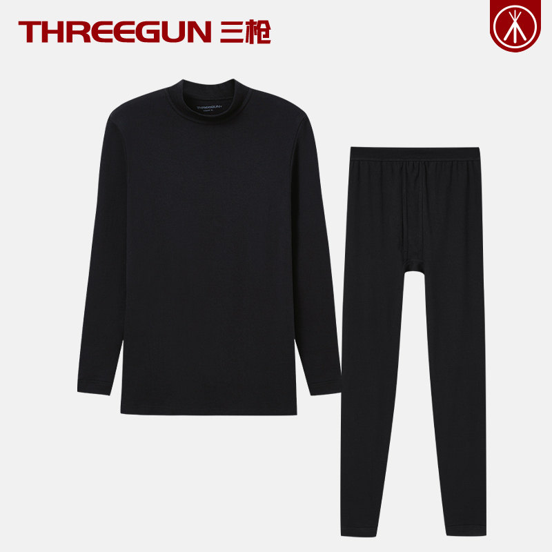 三枪半高领保暖内衣纯棉情侣女中厚青年男全棉秋衣秋裤套装棉毛衫,女士内衣/男士内衣/家居服,保暖套装,淘宝优惠券,粉丝福利购,淘宝优惠卷