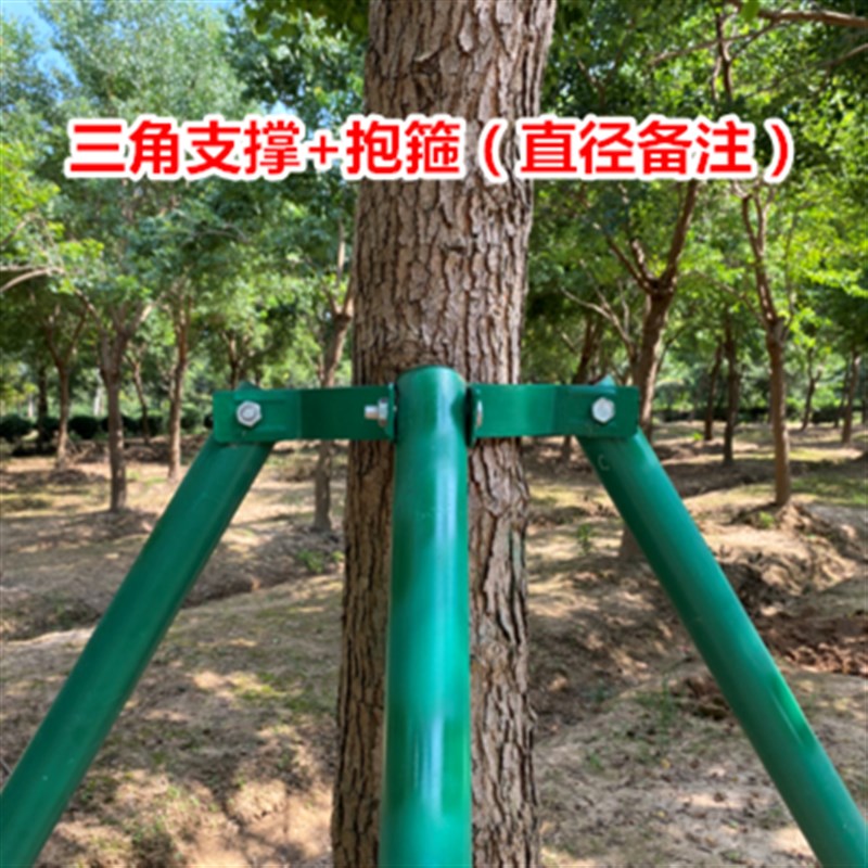 树木支撑架钢管固定器绿色大树支撑杆乔木防风抱箍园林金属树支撑
