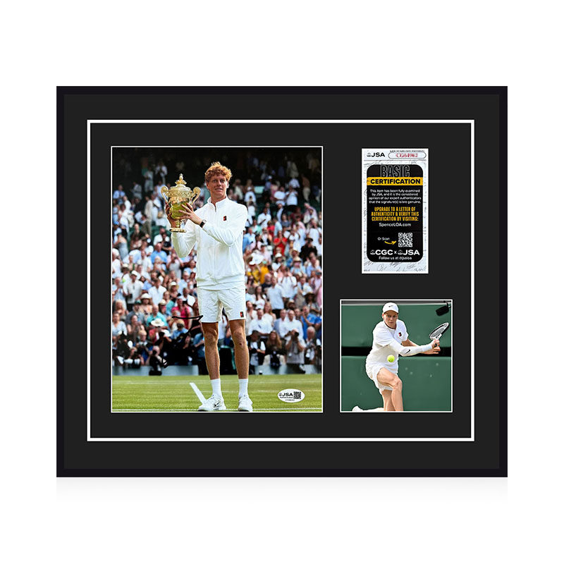 辛纳 亲笔签名 10寸网球夺冠照片 JSA权威认证 精装裱